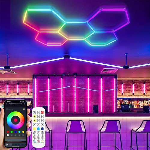 Hexagon rgb led lampe - 5x,